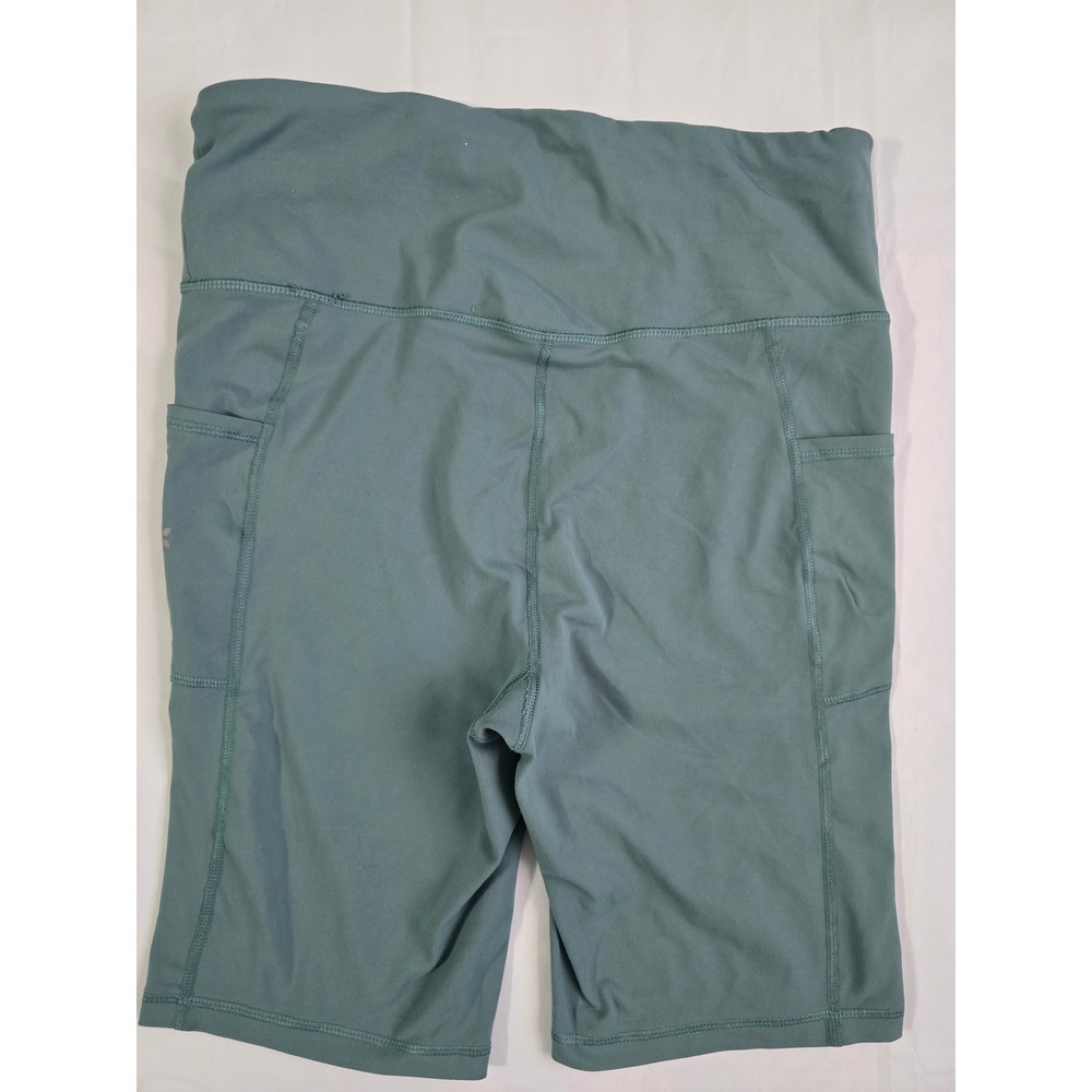 Nine West Active Womens Sage Green High Waisted Biker Shorts Side Pockets Large - Picture 9 of 13